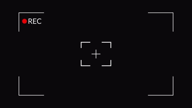 Video camera frame recorder screen overlay on a transparent background, Recording camera screen interface , Camera recording screen overlay with alpha channel in 4k.