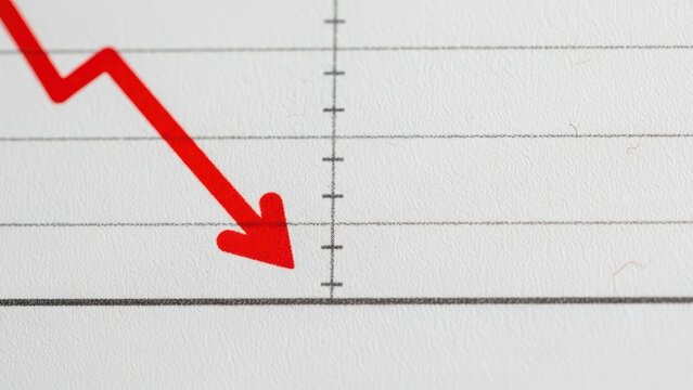 Red arrow decline on financial chart indicating market downturn