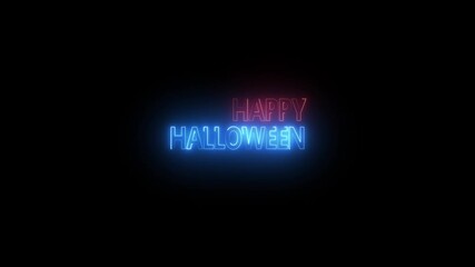 Glowing neon line of happy halloween party banner design isolated on transparent background. Trick or Treat. Bright signboard. Holiday concepts. 4K video motion graphic animation - Powered by Adobe