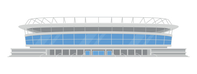 Modern sports stadium facade design featuring large glass windows and a sleek aesthetic for various events