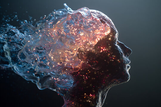 High-detail 3D rendering of a human brain glowing with bright, golden, sparking particles and connections. - Powered by Adobe