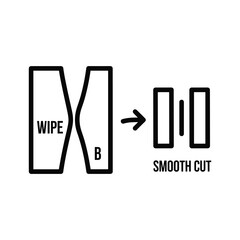 Visual representation of a video editing transition effect, wipe b transforming into a smooth cut, isolated on