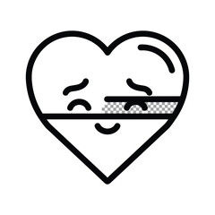 Sad heart icon with checkered pattern, symbolizing emotional distress, isolated on