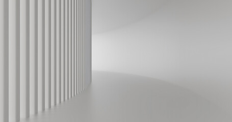 Clean Modern White Curved Wall and Vertical Pillars &ndash; Abstract Architecture Design