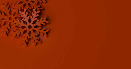 Modern Red Snowflake Pattern in 3D Render &ndash; Festive Winter Background