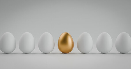 One Gold Egg Surrounded by White Eggs &ndash; Success, Investment and Premium Quality Symbol