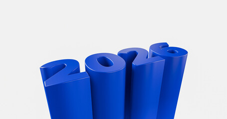 Blue 3D “2026” Typography Rising from Columns – Modern New Year Celebration Design