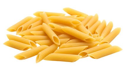 Pile of penne pasta a classic italian staple isolated on transparent background for easy design integration