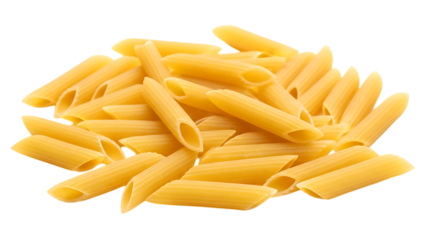 Pile of penne pasta a classic italian staple isolated on transparent background for easy design integration