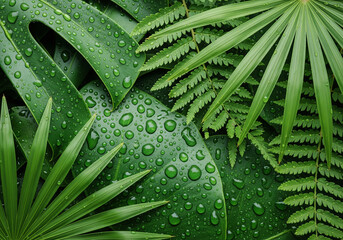 green leaf with water drops