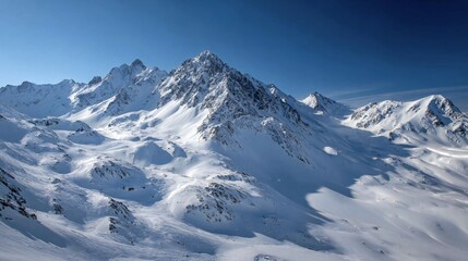 Obraz premium Snowy Mountain Landscape: Winter Peaks & Alpine Scenery 