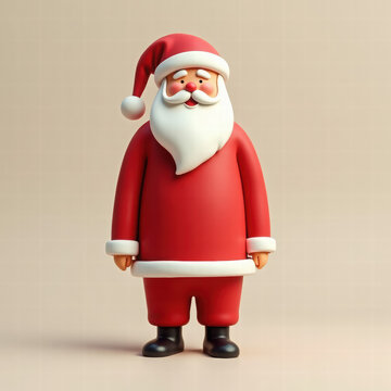 Santa Claus in a red caftan and cap on a beige background.