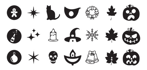 Naklejka premium Christmas Stocking Filled With Spooky Treats Icon