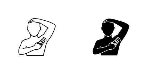 Illustration of a person applying rollon deodorant to their armpit as part of a daily hygiene routine