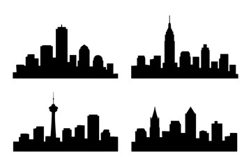 Fototapeta premium Silhouette skylines of four iconic cities.