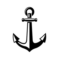 Black anchor symbol representing nautical themes, maritime adventures, and stability, isolated on