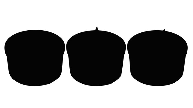 Three simple mango shapes lined up for graphic design or creative projects with easy customization options