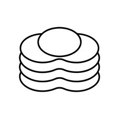Illustration of a stack of pancakes with butter on top on transparent background silhouette