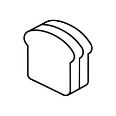 Outline drawing of three slices of bread stacked on transparent background silhouette
