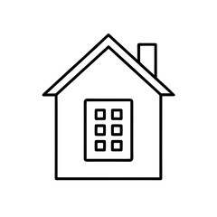 Outlined house with window and chimney illustration on transparent background silhouette