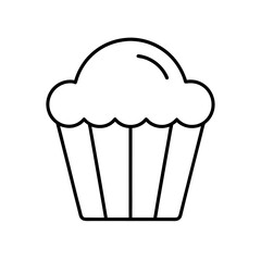 Outline drawing of a cupcake with frosting on top on transparent background silhouette