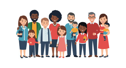 Obraz premium Diverse multi-generational family portrait with children and adults