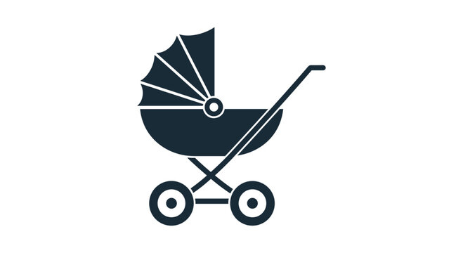 Minimalist baby carriage icon for parenting and nursery themes
