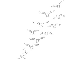 Ascending Freedom: Flock of Seagulls Continuous Line Art