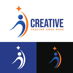 Creative Abstract Human Logo with Star Element