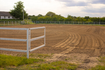Empty Horse Riding Arena at a Rural Farm