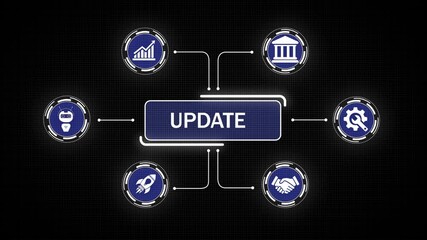 Software update or operating system upgrade concept. Improved functionality in the new version and improved security. Businessman using laptop with Software update and upgrade technology. 4k animated.