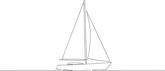 Obraz premium Simple Single-Masted Sailboat Outline Illustration