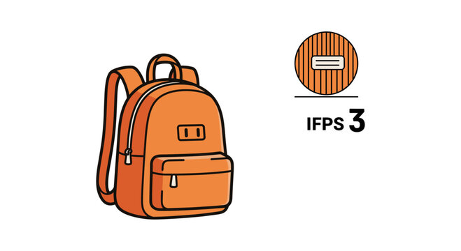 Minimalist orange backpack with patch design and ifps 3 circle emblem