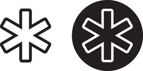 Obraz premium Two star of life medical symbols one outlined and one solid black in a circle on a white background healthcare on transparent background