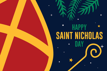 Saint Nicholas Day or Sinterklaas Celebration card design 