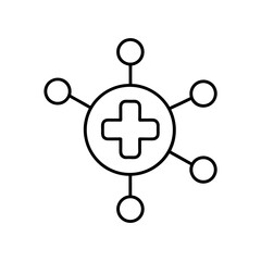 Obraz premium Medical network with plus sign in center on transparent background