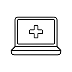 Obraz premium Laptop showing a medical plus sign symbol on transparent background