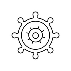 Fototapeta premium Outline drawing of a ship steering wheel on transparent background