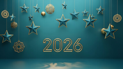 Elegant 2026 new year celebration background with star ornament