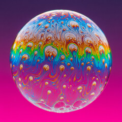 Macro View of Iridescent Soap Bubble Surface