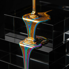 Pouring Iridescent Metallic Paint on Clear Acrylic Blocks