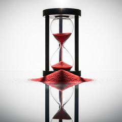 Black Hourglass with Flowing Red Sand