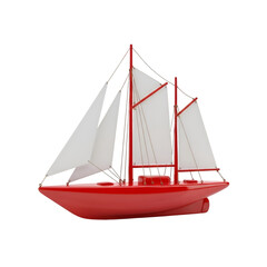 Obraz premium Red sailboat with white sails, a classic nautical vessel for ocean adventures, isolated on transparent background
