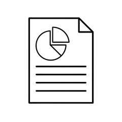 Document with pie chart and lines in outline style on transparent background