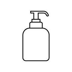 Outline drawing of a dispenser with a pump mechanism on transparent background