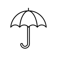 Simple line drawing of a closed black umbrella icon on transparent background