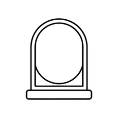 Illustration of a simple rounded top mirror outline on transparent background