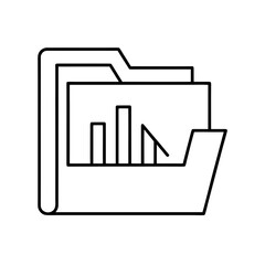 Outline folder containing a bar graph illustration on transparent background