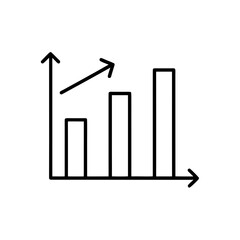 Bar chart showing an upward trend with arrow line on transparent background