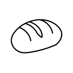Outline drawing of a loaf of bread on white background on transparent background